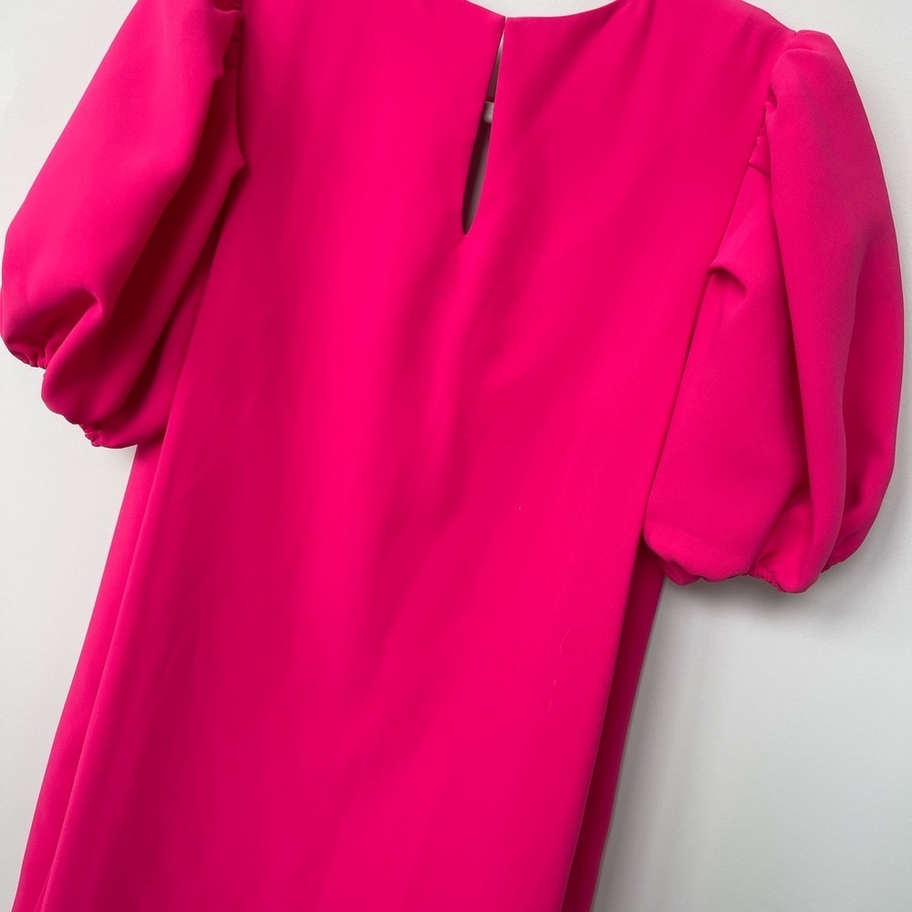 Amanda Uprichard | Pink Puff Sleeve Fame Short Shift Dress - Picture 6 of 7